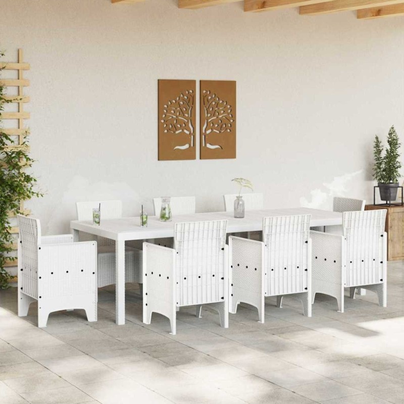 Table de jardin Blanche 250x100x73 cm en Poly Rattan 