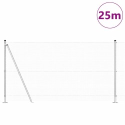 Clôture en fil soudé avec 13 poteaux flangés 1.2x25 m en acier galvanisé 