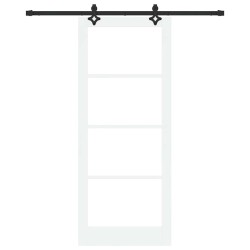 Porte coulissante avec quincaillerie 'ORKDAL'bois massif blanc et verre 