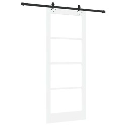 Porte coulissante avec quincaillerie 'ORKDAL'bois massif blanc et verre 