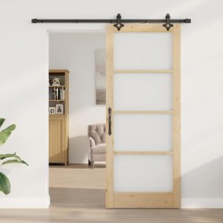 Porte coulissante avec quincaillerie 'ORKDAL'Bois massif & Verre 