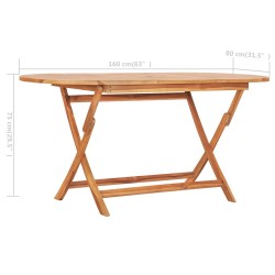 Table pliable de jardin 160x80x75 cm Bois de teck solide 