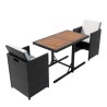 Ensemble de bistro 3 pcs avec coussins résine tressée noir 
