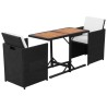 Ensemble de bistro 3 pcs avec coussins résine tressée noir 