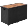Ensemble de bistro 3 pcs avec coussins résine tressée noir 