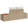 Canapé de jardin 2 places avec coussins Beige Rotin Poly 