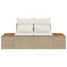 Canapé de jardin 2 places avec coussins Beige Rotin Poly 
