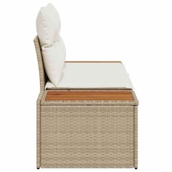 Canapé de jardin 2 places avec coussins Beige Rotin Poly 
