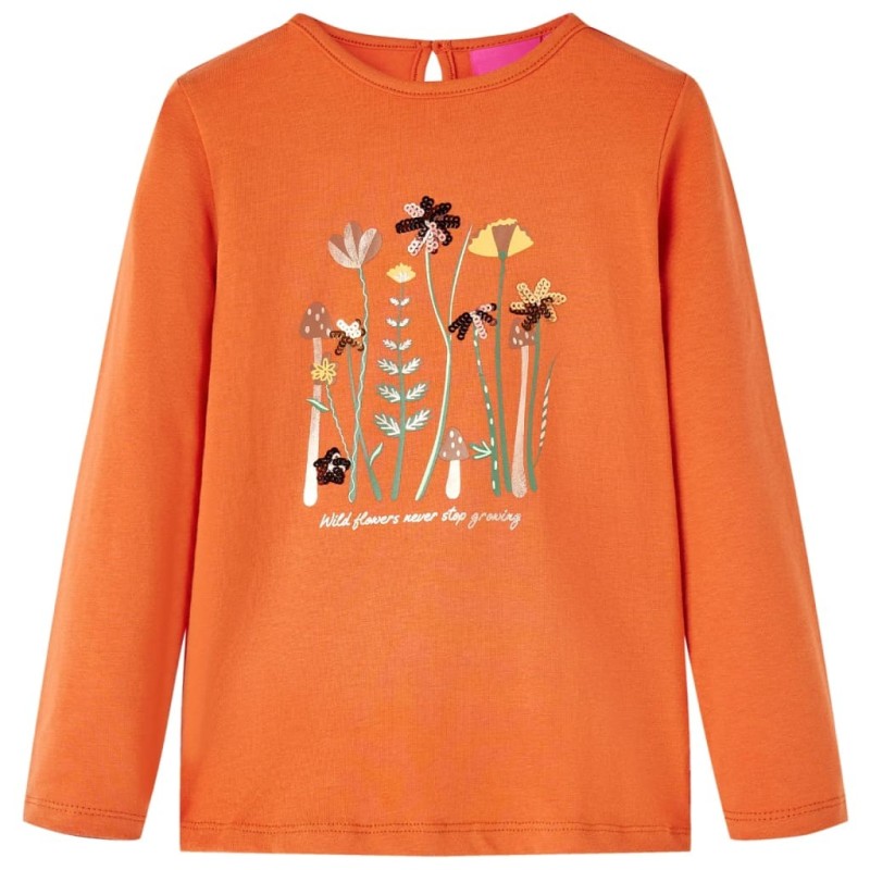 T-shirt enfants à manches longues orange brûlé 140 