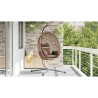 Panier chaise œuf suspendue avec support café en poly rattan 