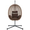 Panier chaise œuf suspendue avec support café en poly rattan 