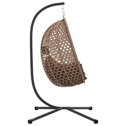 Panier chaise œuf suspendue avec support café en poly rattan 
