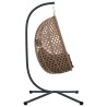 Panier chaise œuf suspendue avec support café en poly rattan 