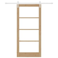 Porte coulissante avec quincaillerie 'ORKDAL'en bois massif et verre 