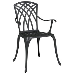 Chaises de jardin 2 pcs Aluminium coulé Noir 