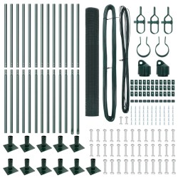 Clôture en fil soudé avec 13 poteaux flanqués verts 1,2x25 m en acier 