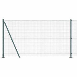 Clôture en fil soudé avec 13 poteaux flanqués verts 1,2x25 m en acier 