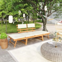 Banc de jardin avec coussins 2-en-1 190 cm Bois d'acacia massif 