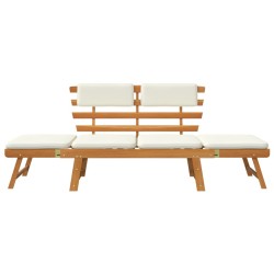 Banc de jardin avec coussins 2-en-1 190 cm Bois d'acacia massif 