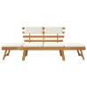 Banc de jardin avec coussins 2-en-1 190 cm Bois d'acacia massif 