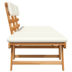 Banc de jardin avec coussins 2-en-1 190 cm Bois d'acacia massif 