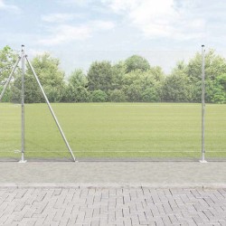 Clôture en fil soudé avec 13 poteaux à fond plat 1.4x25 m Acier galvanisé 