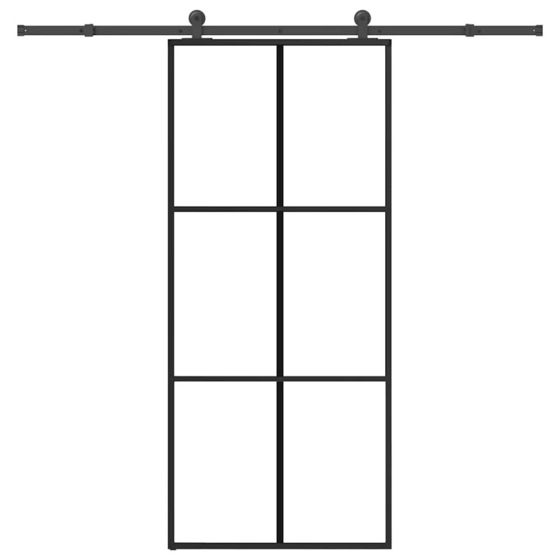 Porte coulissante avec kit de quincaillerie 90x205 cm Verre ESG 