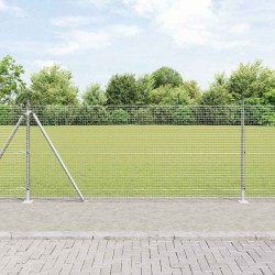 Clôture en fil soudé avec 13 poteaux flanqués 0.8x50 m en acier galvanisé 