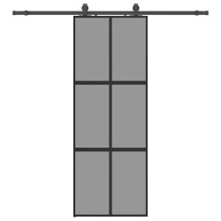 Porte coulissante kit quincaillerie noir 76x205 cm verre trempé 