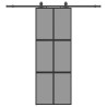 Porte coulissante kit quincaillerie noir 76x205 cm verre trempé 