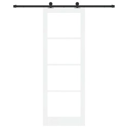 Porte coulissante avec ensemble de matériel 'ORKDAL'Bois massif blanc et verre 