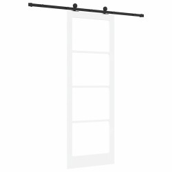 Porte coulissante avec ensemble de matériel 'ORKDAL'Bois massif blanc et verre 