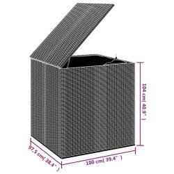 Boîte à coussins de jardin Résine tressée 100x97,5x104 cm Noir 