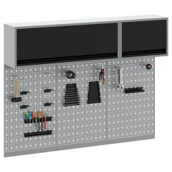 Ensemble de Cabinet à Outils et Panneau perforé de 5 Pièces Noir en Métal 