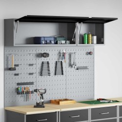 Ensemble de Cabinet à Outils et Panneau perforé de 5 Pièces Noir en Métal 