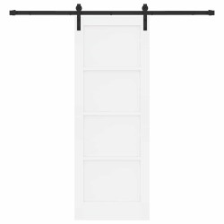 Porte coulissante avec kit de quincaillerie blanche 73.5x198.5 cm en bois massif de pin 