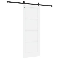 Porte coulissante avec kit de quincaillerie blanche 73.5x198.5 cm en bois massif de pin 