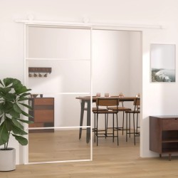 Porte coulissante Verre ESG et aluminium 102,5x205 cm Blanc 