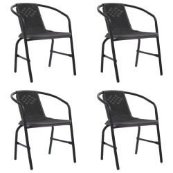 Chaises de jardin lot de 4 Rotin plastique et acier 110 kg 