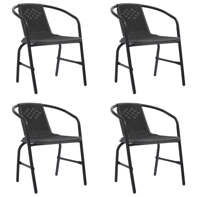 Chaises de jardin lot de 4 Rotin plastique et acier 110 kg 