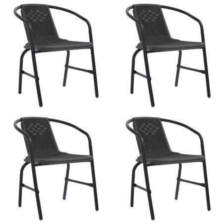 Chaises de jardin lot de 4 Rotin plastique et acier 110 kg 