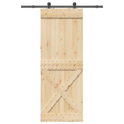 Porte coulissante et kit de quincaillerie 85x210 cm pin massif 