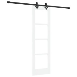 Porte Coulissante avec Ensemble de Matériel Blanc 61x198,5 cm Bois Massif Pin 