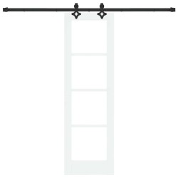 Porte Coulissante avec Ensemble de Matériel Blanc 61x198,5 cm Bois Massif Pin 