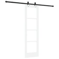 Porte Coulissante avec Ensemble de Matériel Blanc 61x198,5 cm Bois Massif Pin 