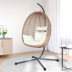 Panier de fauteuil suspendu avec support, couleur café en polyrotin 