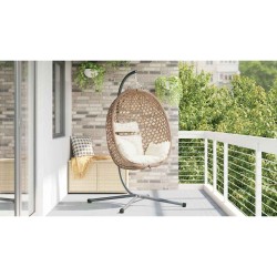 Panier de fauteuil suspendu avec support, couleur café en polyrotin 