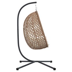 Panier de fauteuil suspendu avec support, couleur café en polyrotin 