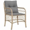Ensemble de jardin 3 pièces avec coussins en poly rotin beige 