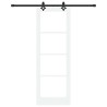 Porte coulissante avec quincaillerie 'ORKDAL'en blanc, bois massif et verre 